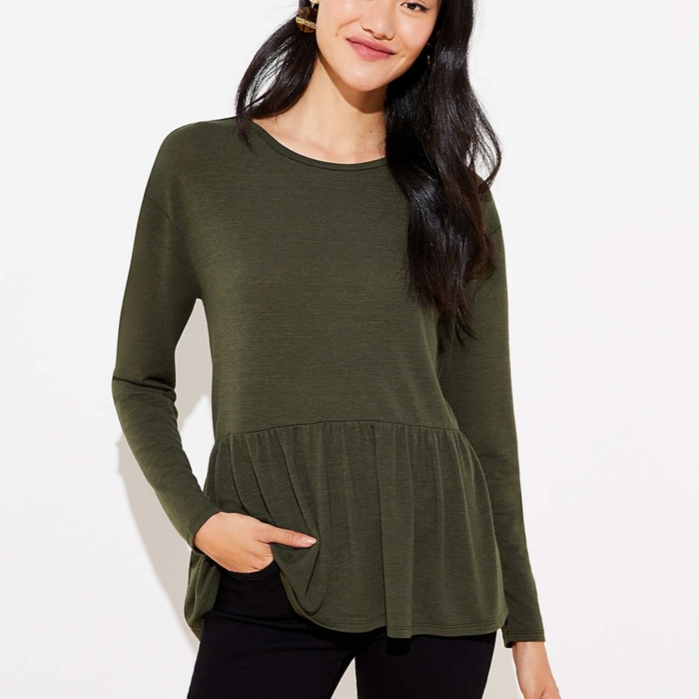 Olive green peplum top